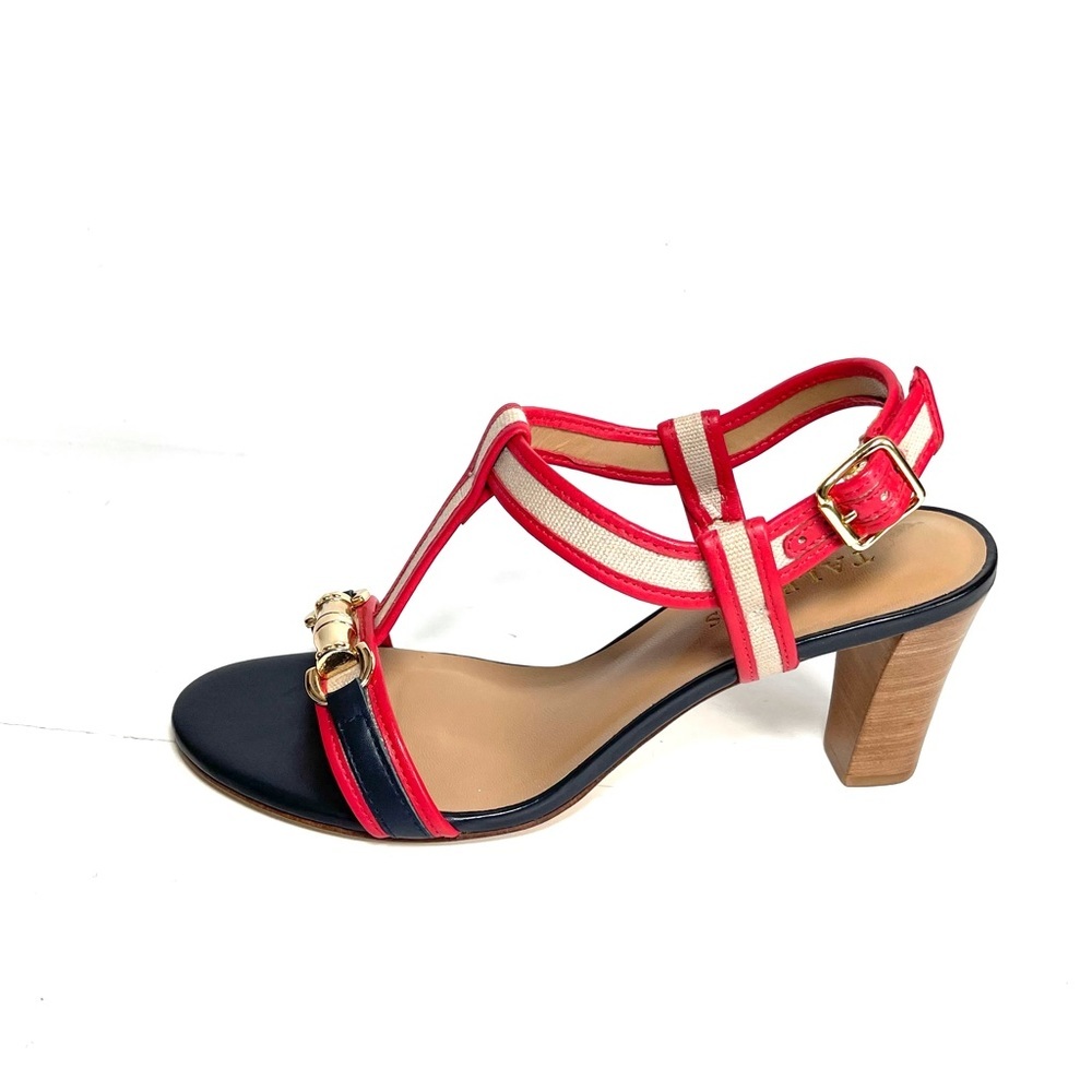 Talbots Women’s Heel Sandals Ankle‎ Strap Blue /Red Leather Size 7.5 B